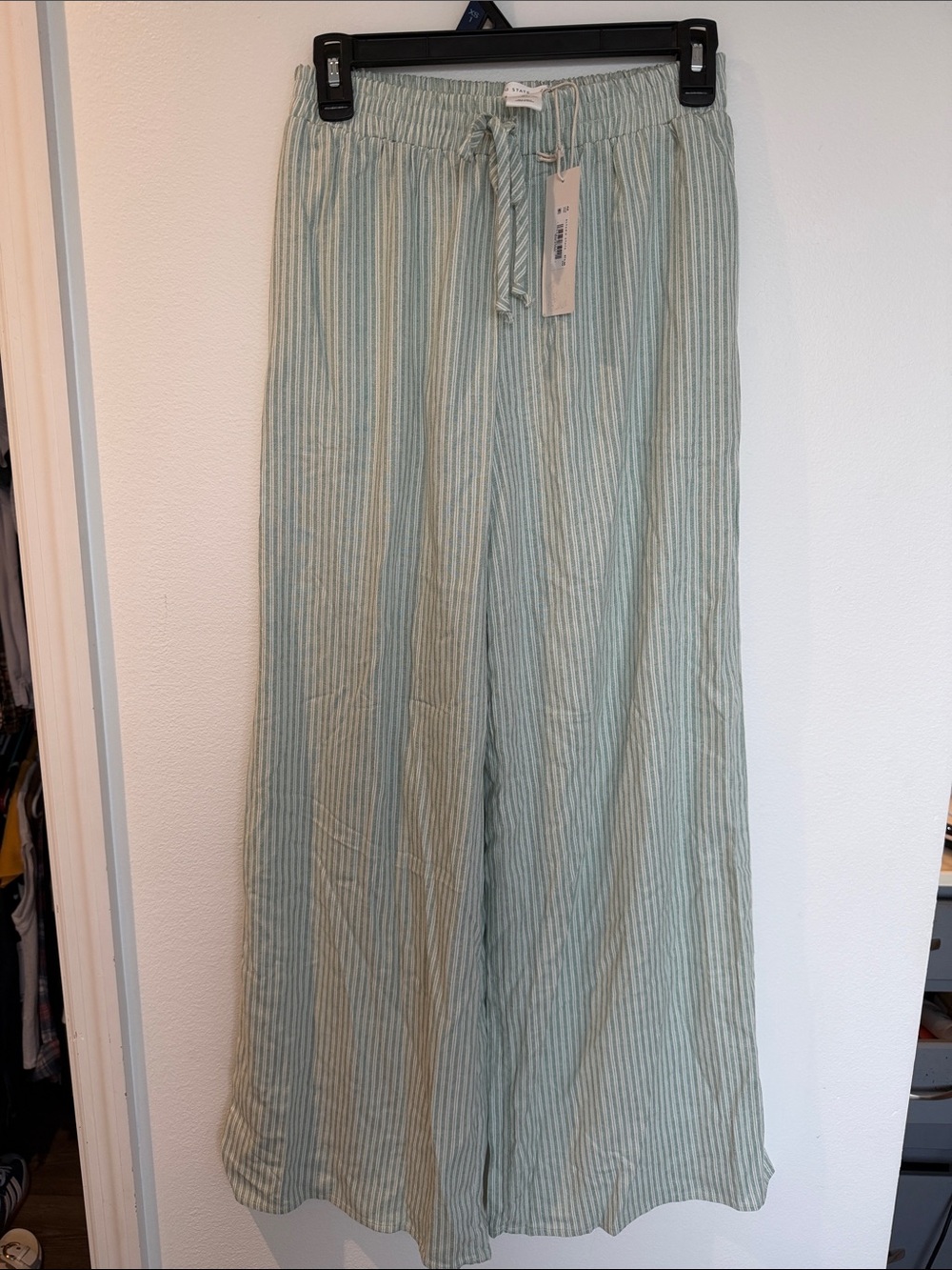 Altar'd State Mint Green Striped Wide-Leg Pants